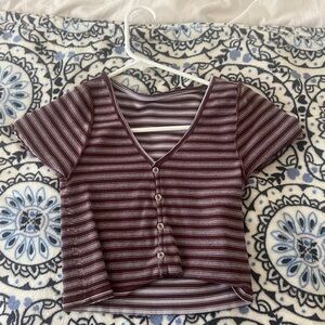 Striped Burgundy Button-Up